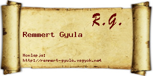 Remmert Gyula névjegykártya